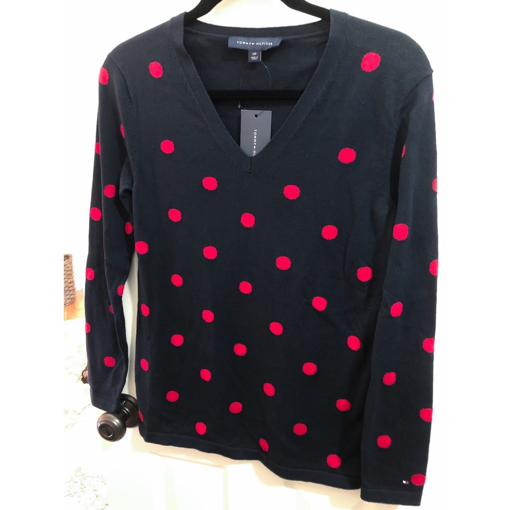 Navy & red TH sweater